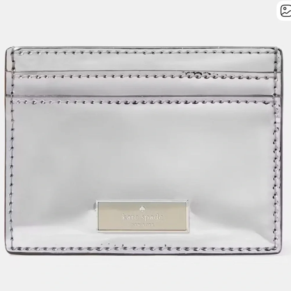 Kate Spade Silver Metallic Mirror Card Holder NWT Retails:$89 - Picture 2 of 3